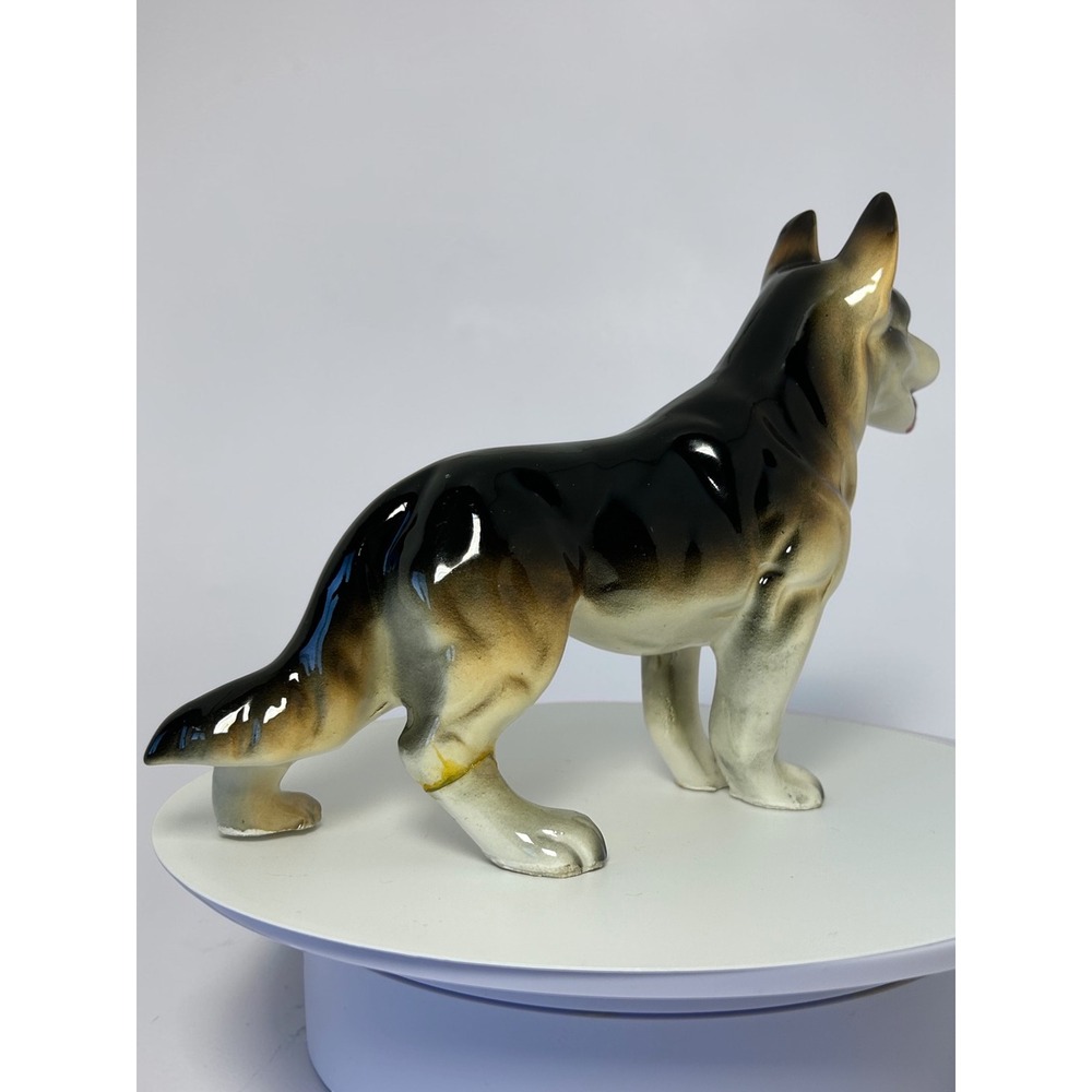 Vintage German Shepherd Ceramic Dog Figurine Standing Japan Black Tan 8 Inch - Picture 9 of 14
